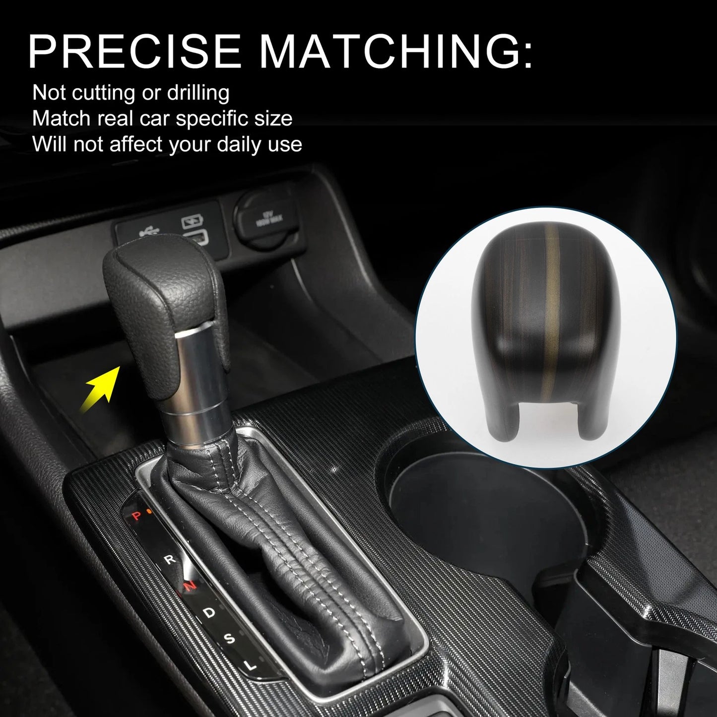 Automatic Gear Shift Knob Cover for Honda Civic (2022-2025) Black 1 x