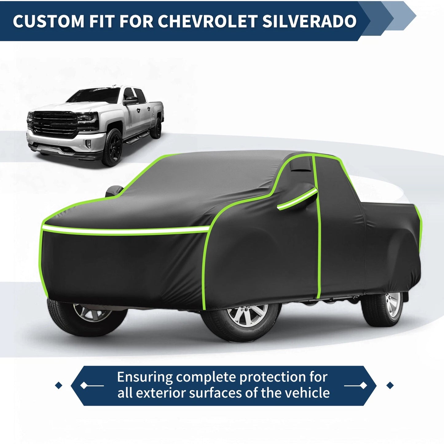 Waterproof Car Cover for Chevrolet Silverado Crew Cab 6.6ft Short Bed (2000-2018)