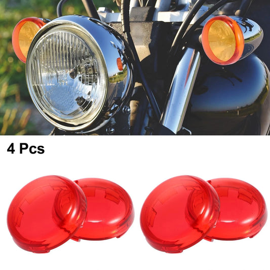 4pcs Turn Signal Light Lens Covers Front Rear for Harley Dyna Street Glide Red