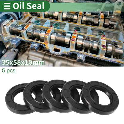 Oil Seal 35x58x10mm 5 Pcs Rotary Shaft Seal NBR Black for Make Model