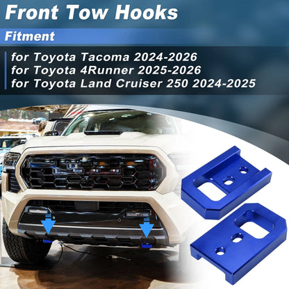 Front Tow Hooks 2 x Blue for Toyota Tacoma 4Runner Land Cruiser (2024–2026)