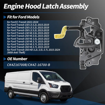 Engine Hood Latch Assembly for Ford Transit-150 L5 3.2L (2015-2019)