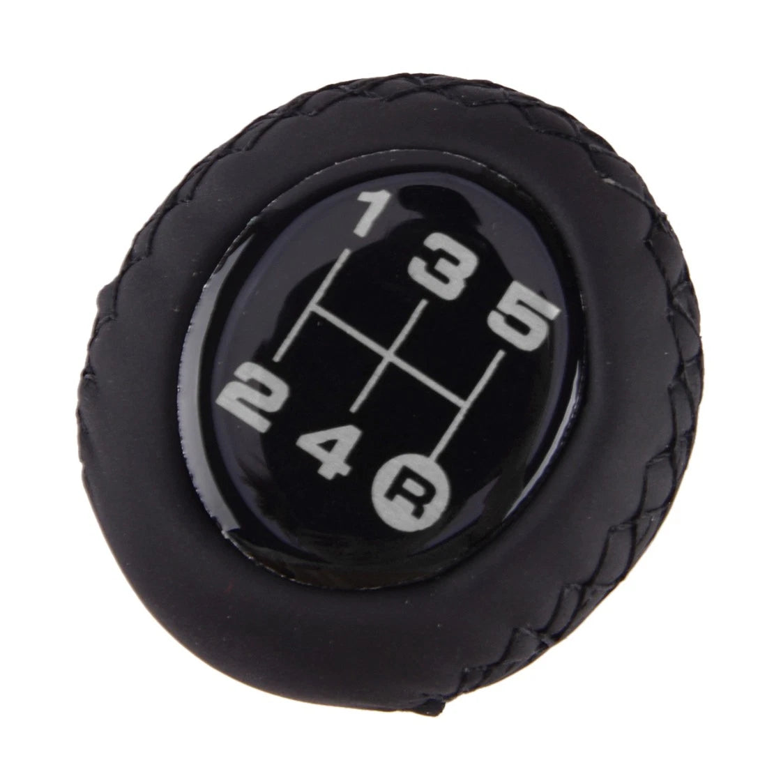 5 Speed Black Leather Gear Shift Knob for Car Manual Shifter (All Years)