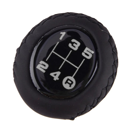 5 Speed Black Leather Gear Shift Knob for Car Manual Shifter (All Years)