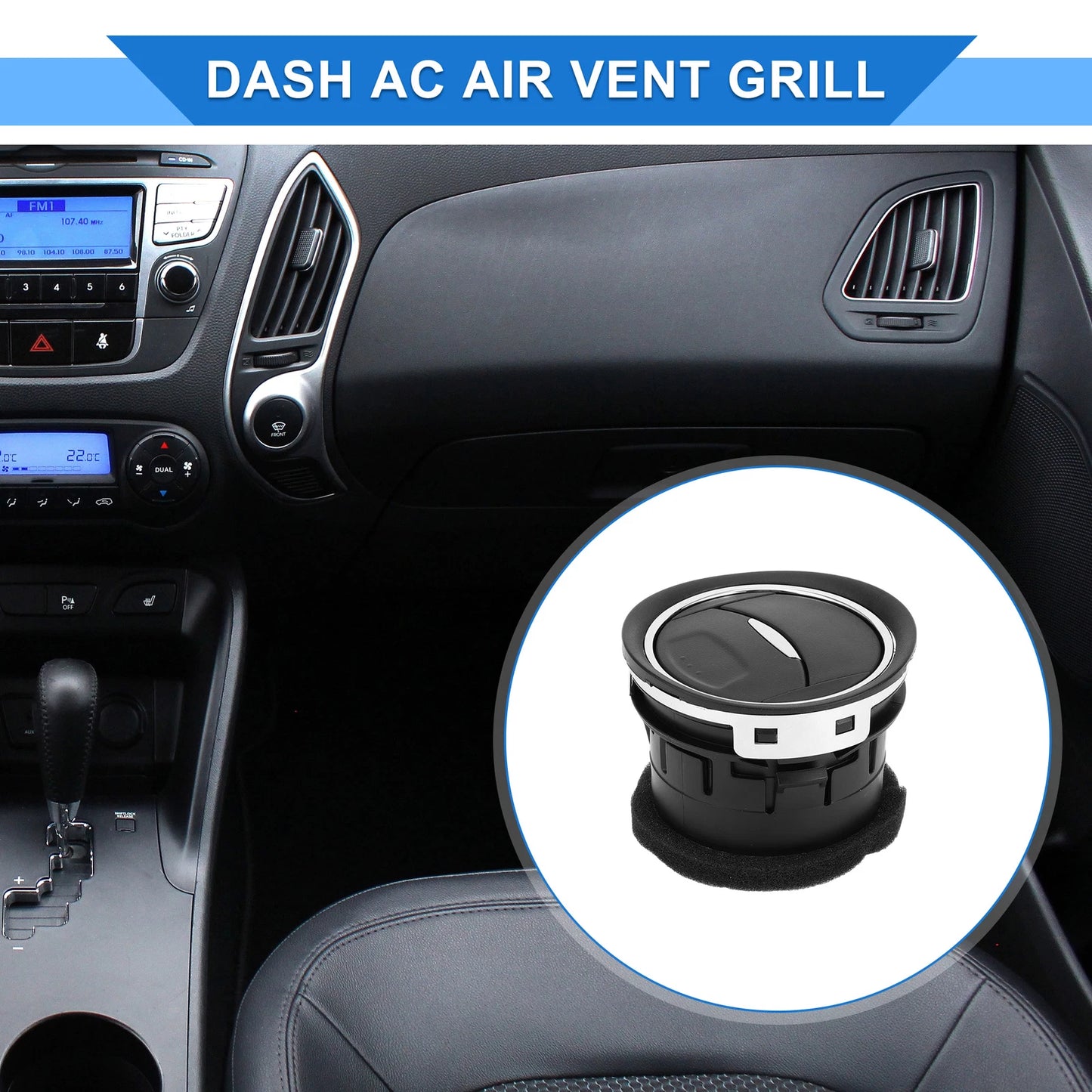Center Dash A/C Outlet for Ford Mondeo 2007-2014 - Black Silver Tone