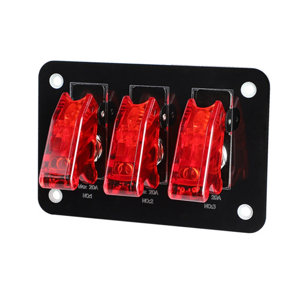 3 Gang Toggle Rocker Switch Panel with LED for Car Boat RV Marine