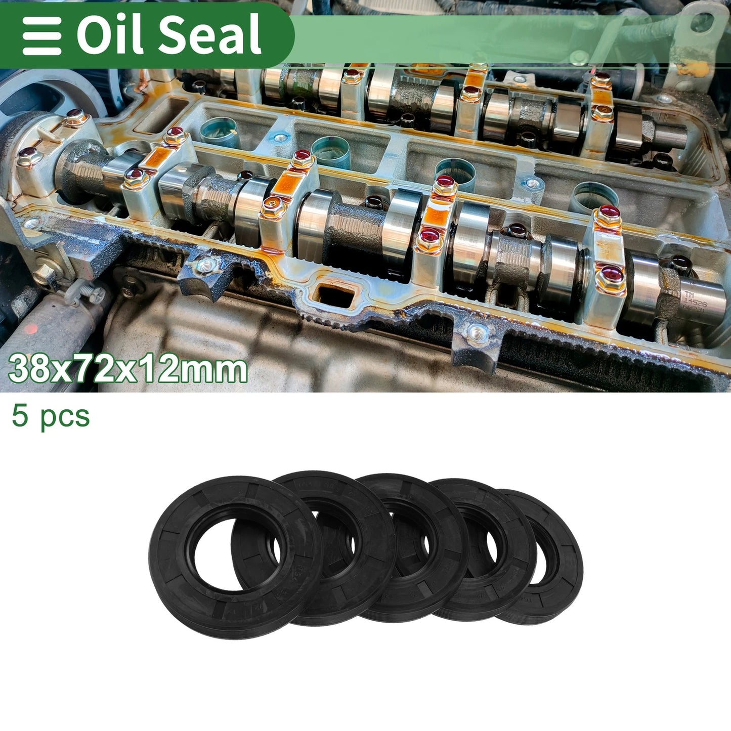 Oil Seal 38x72x12mm Rotary Shaft Seal NBR Rubber Black