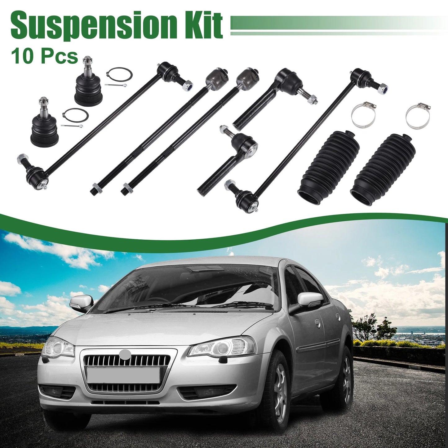 10x Front Suspension Kit Inner Outer Tie Rod End for Dodge Grand Caravan