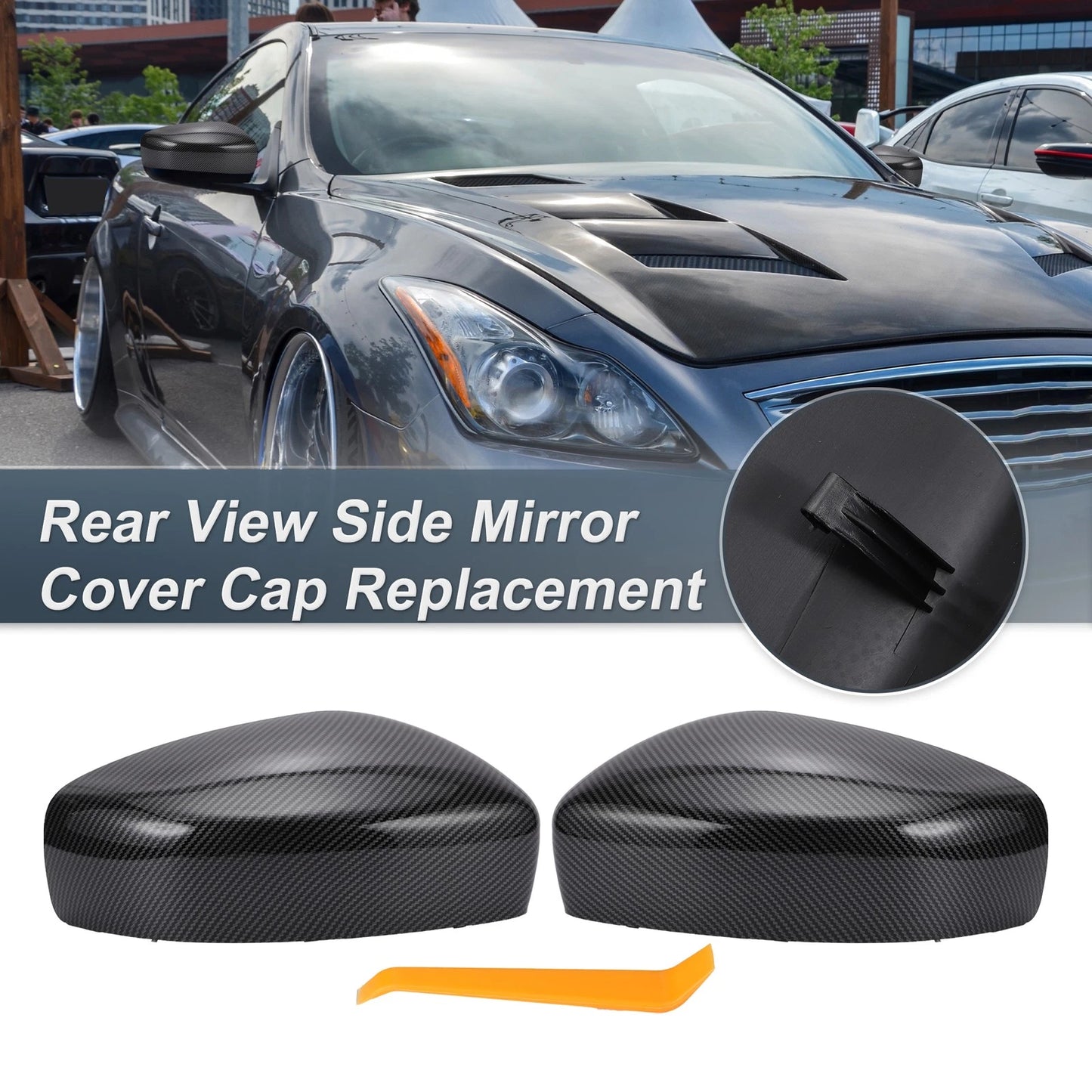 1 x Set Rearview Mirror Cover Cap Carbon Fiber for Infiniti G37 G25 Q60 Q40