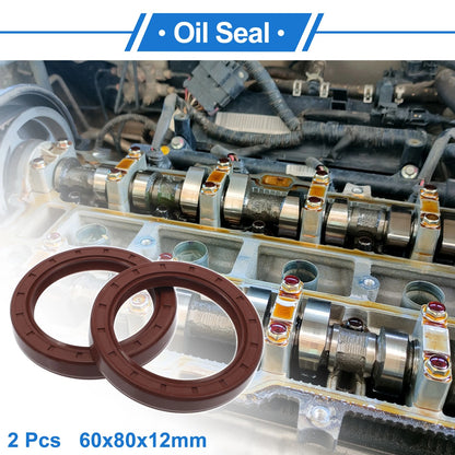 Oil Seal 2 x 60x80x12mm Seal Ring Rotary Shaft Seal FKM Rubber Brown