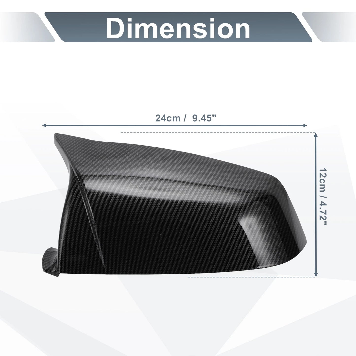 Rearview Mirror Cover Cap 2 x Black Carbon Fiber for BMW E60 E61 F10 F11 E63