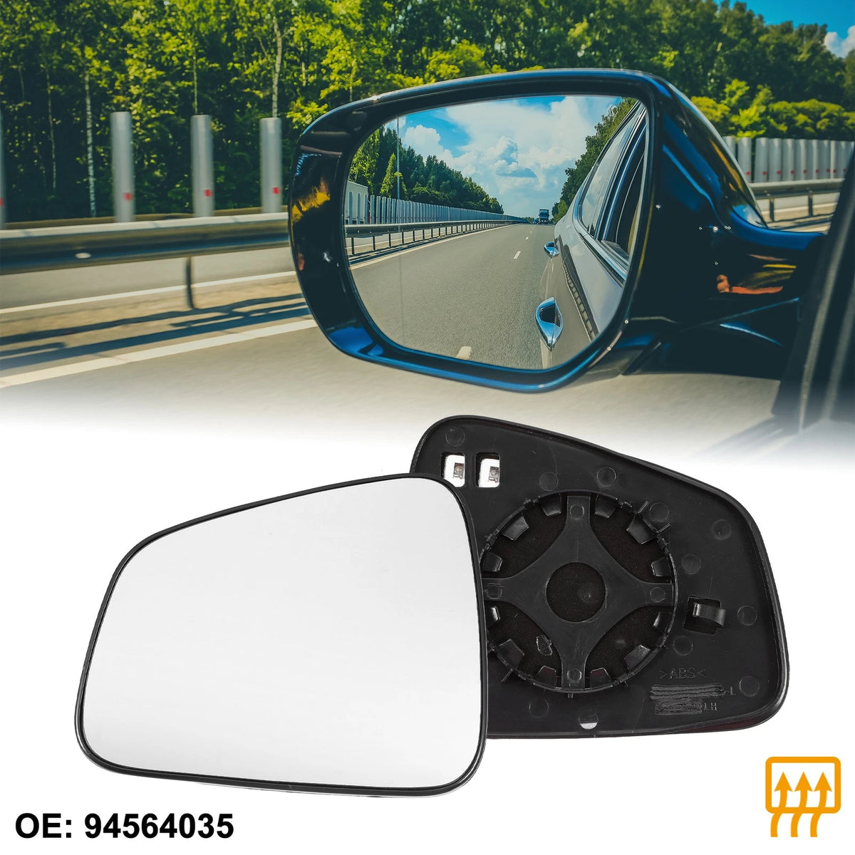 Rearview Left Side Heated Mirror Glass with Backing Plate for Chevrolet Trax
