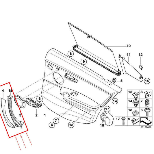 2 x Inner Door Handle Pull Trim & Cover for BMW E90 328i (2007-2013)