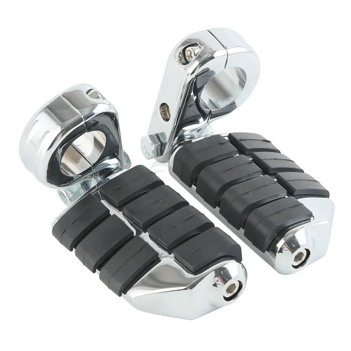 1 1/4" Wing Footpeg Pegs Mount Clamps for Harley Yamaha Chrome