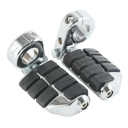 1 1/4" Wing Footpeg Pegs Mount Clamps for Harley Yamaha Chrome