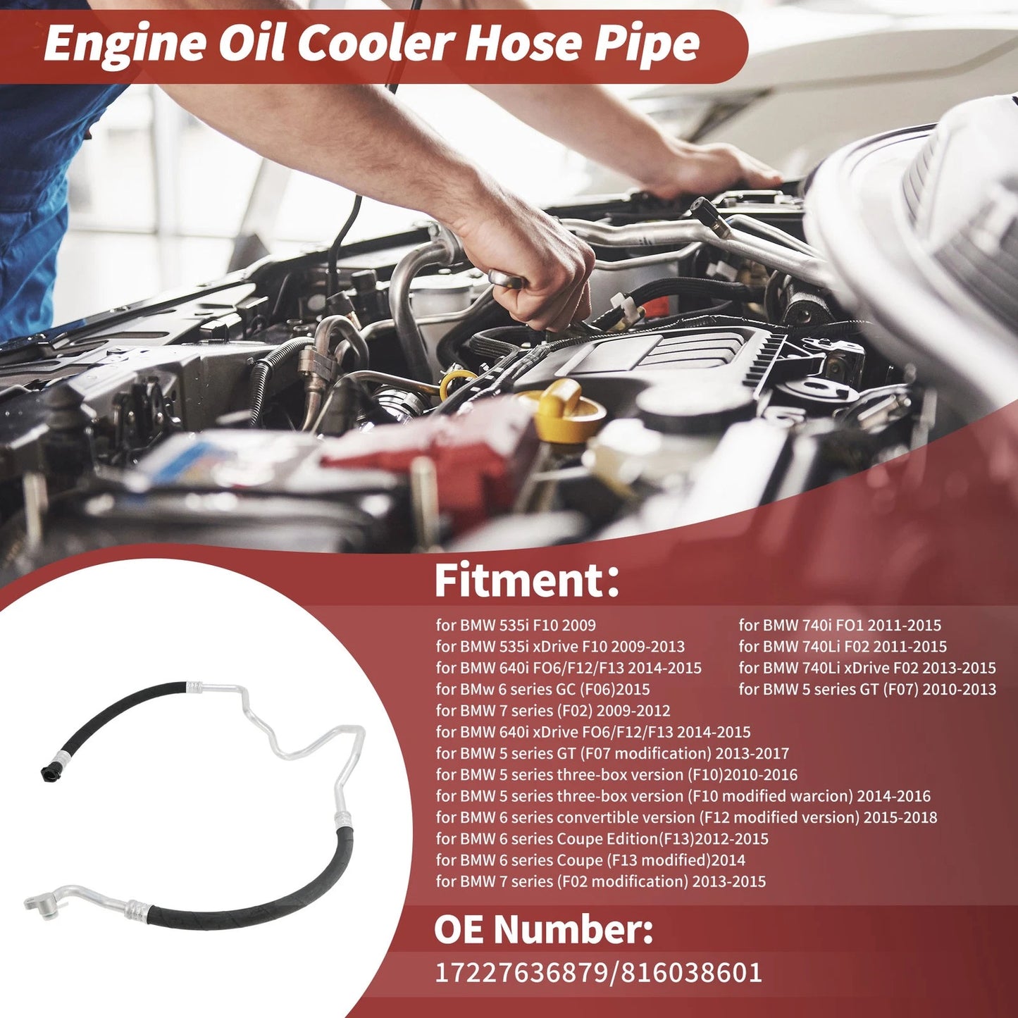 Inlet Engine Oil Cooler Tube for BMW 535i F10 (2009-2009)