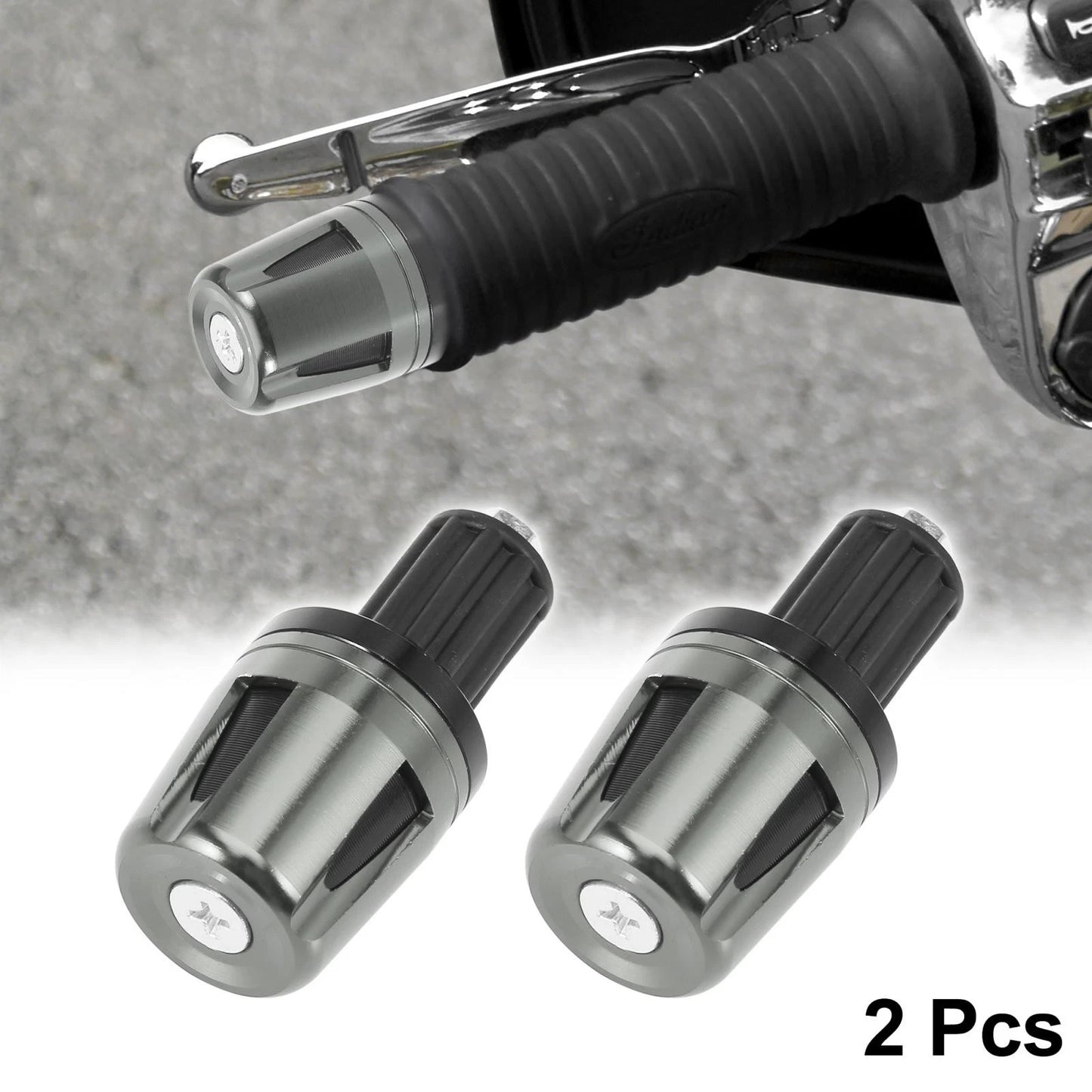 Pair Universal 17mm Hand Grips End Caps Plug for Motorcycle Gray New