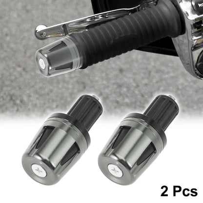 Pair Universal 17mm Hand Grips End Caps Plug for Motorcycle Gray New