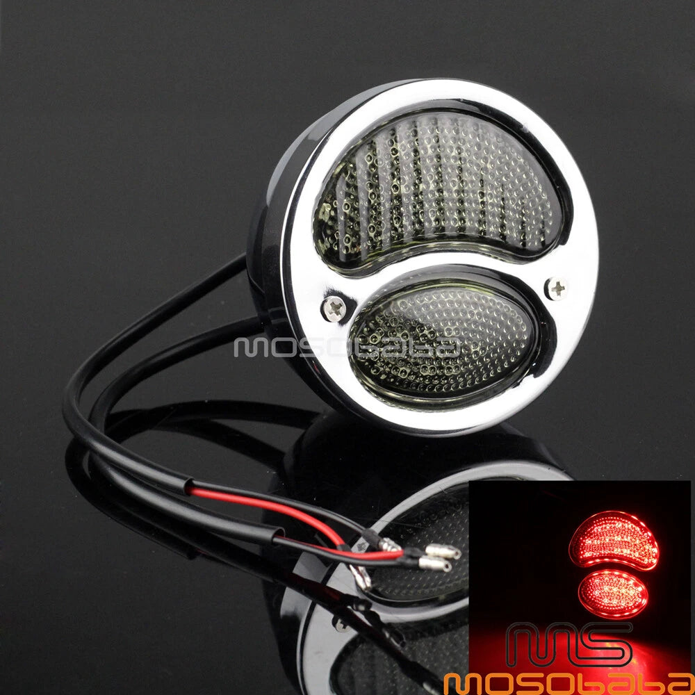 Chrome LED Brake Stop Taillights for Harley, Honda, BMW, Bobber, Cafe Racer