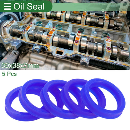 Oil Seal Rotary Shaft Seal TPU 30x38x7mm High Pressure Blue 5 Pcs