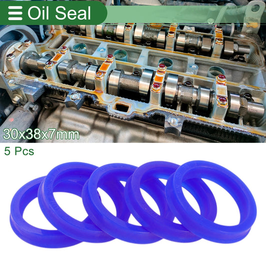 Oil Seal Rotary Shaft Seal TPU 30x38x7mm High Pressure Blue 5 Pcs