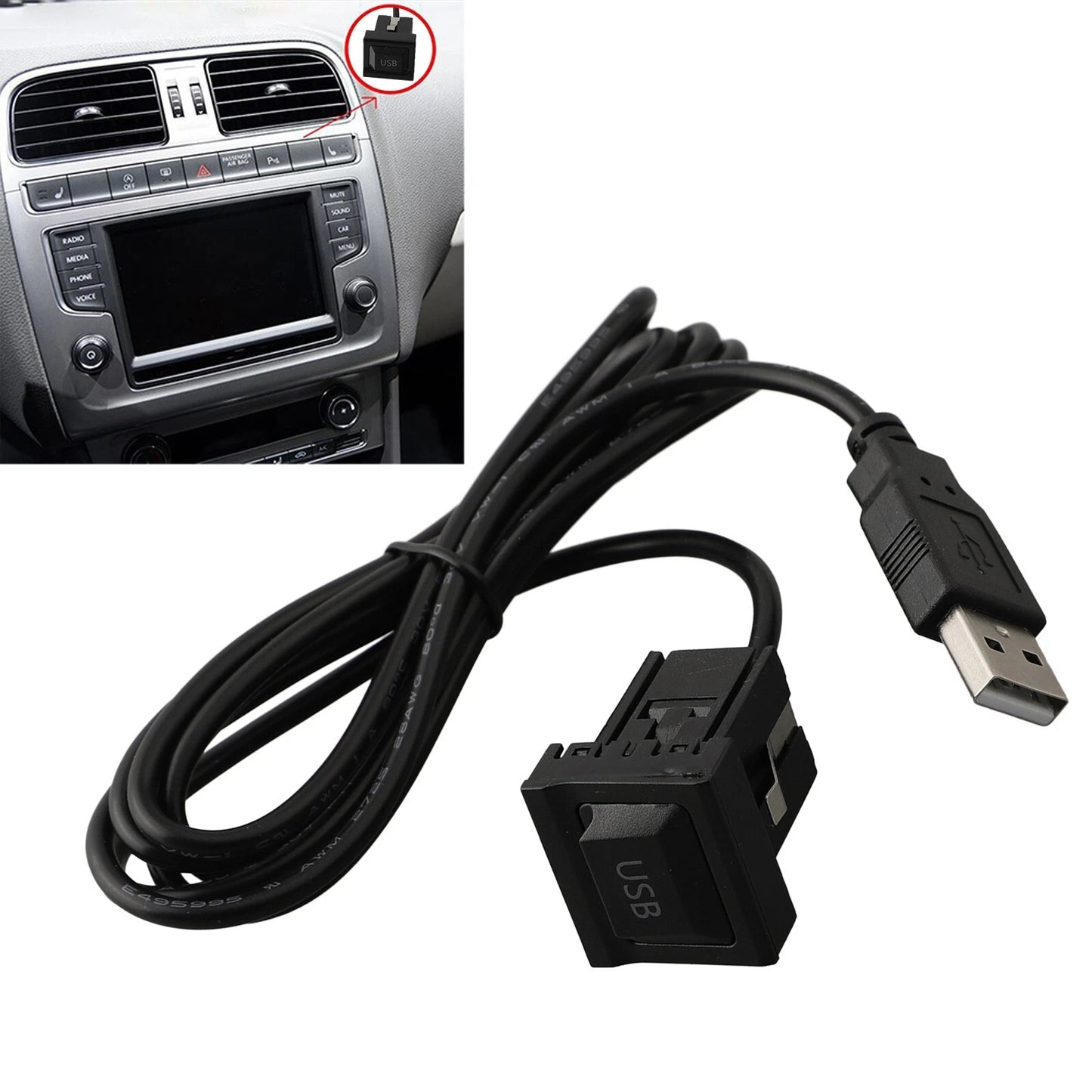 Dual USB Flush Mount Car Dash AUX & USB Port Panel for Easy Installation