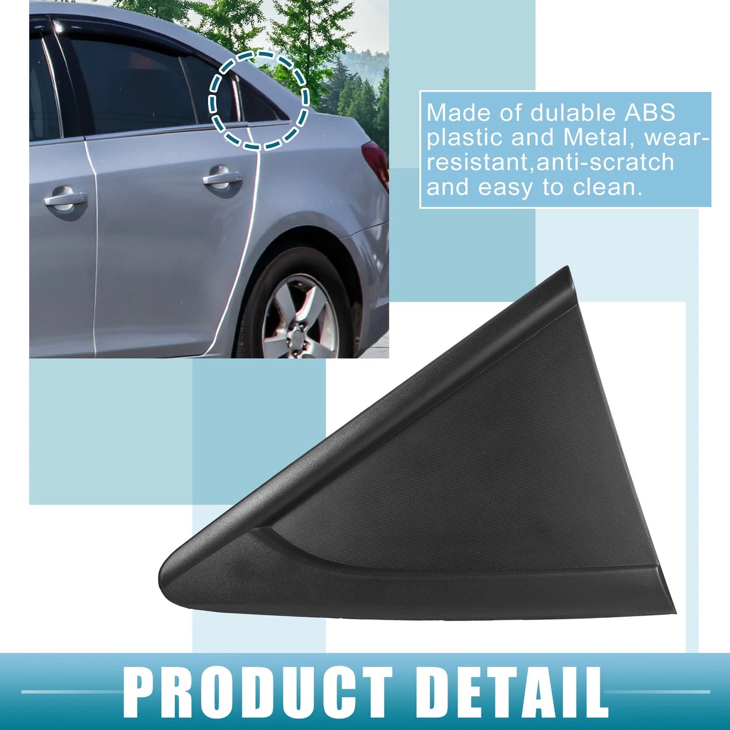 Left Rear Door Window Glass Triangle Trim Cover for Chevrolet Cruze