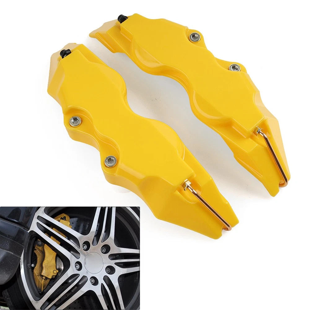 Large 3D Style Yellow Disc Brake Caliper Covers Set for Universal Cars