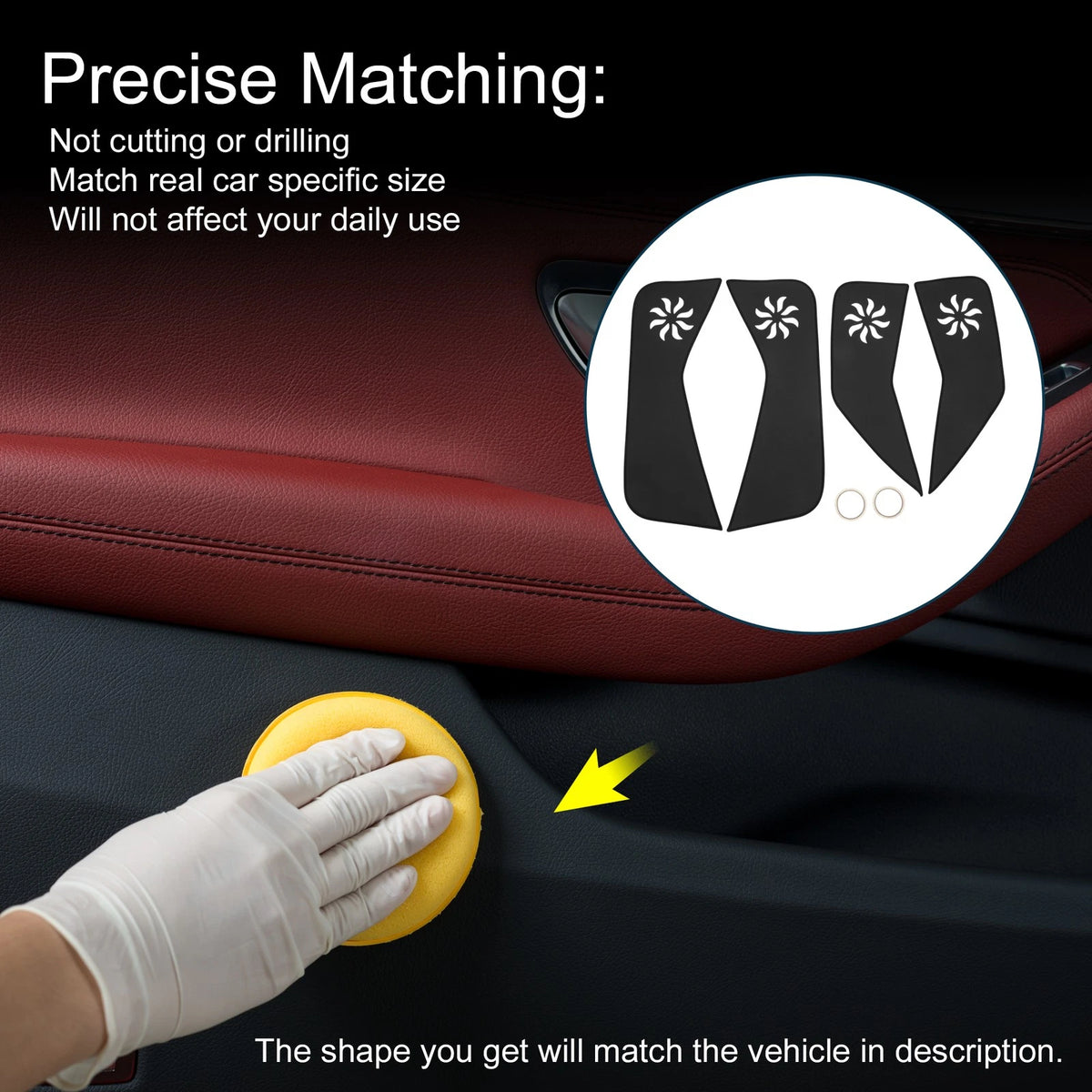 Car Door Anti Kick Pad Sticker Protector for Ford Escape (2013-2015) Black 1 Set