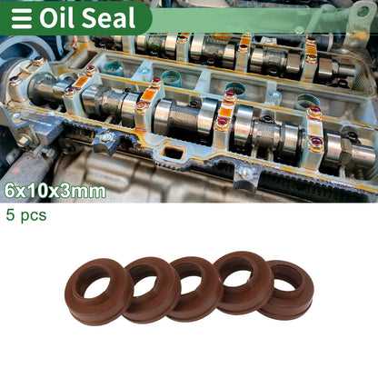 Oil Seal / 6x10x3mm / Seal Ring Rotary Shaft FKM Rubber 5 Pcs