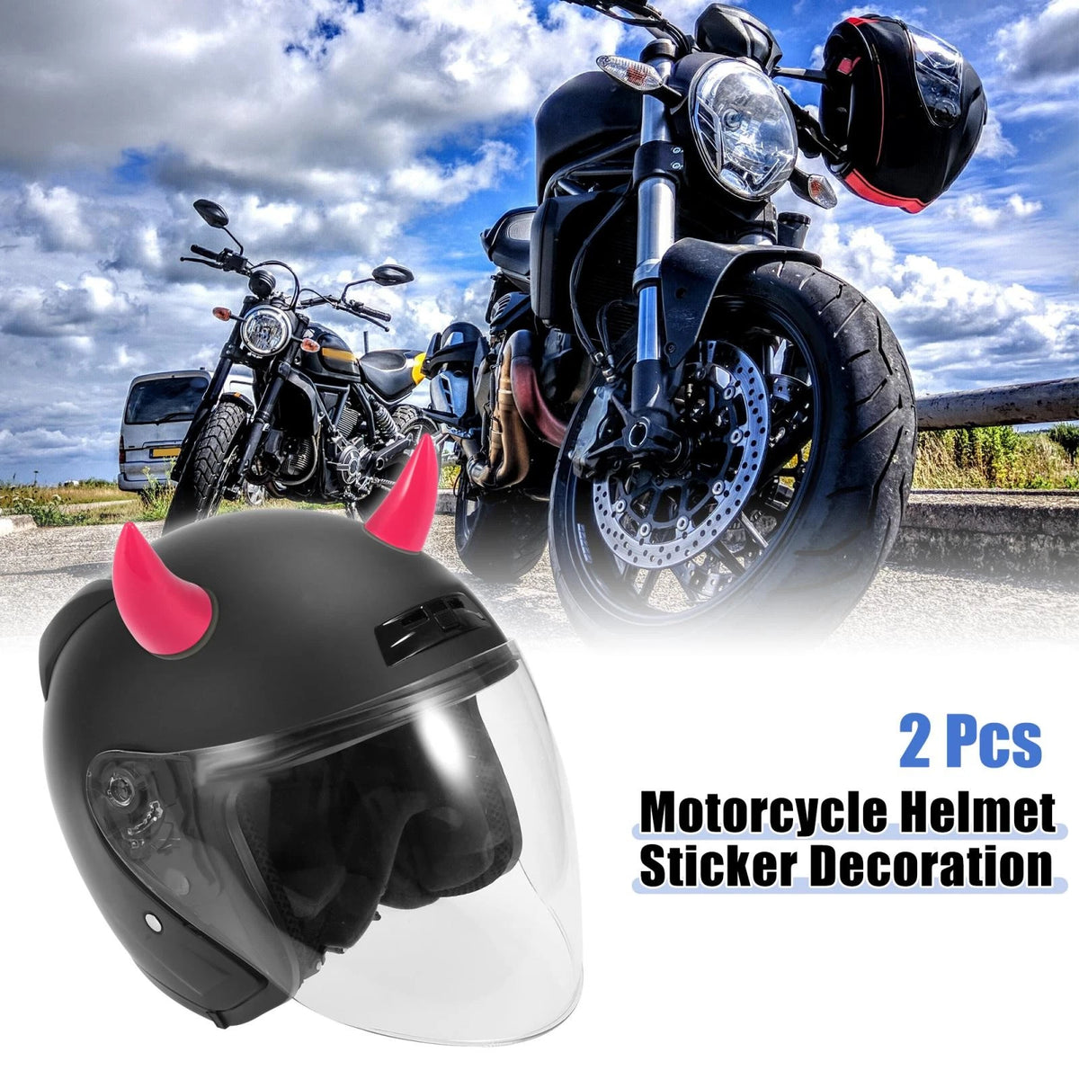 2 x Helmet Bull Horn Style Decoration Suction Cup Dark Pink Car Motorcycle