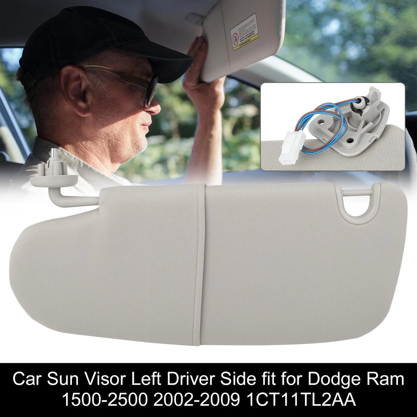Sun Visor Left Driver Side for Dodge Ram 1500/2500 (2002 - 2009)