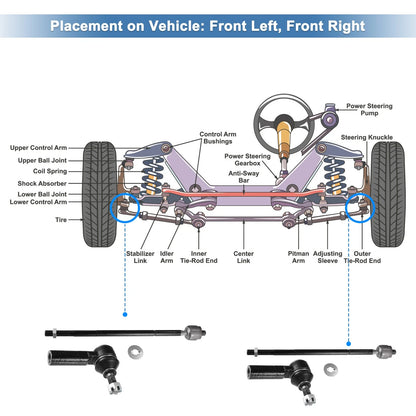4 Pcs Tie Rod End Links for Toyota Matrix (2003-2008)