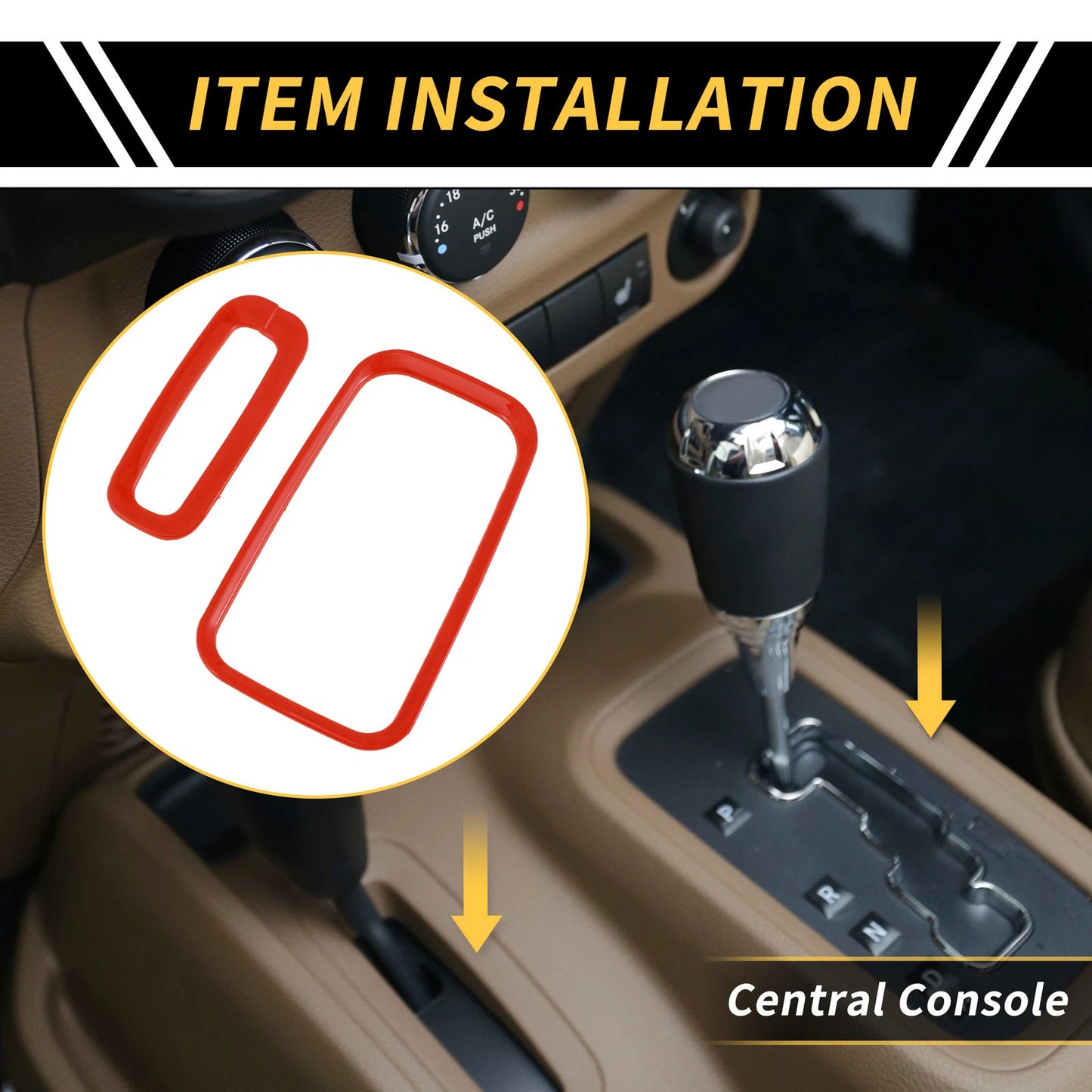 Center Console Gear Shift Ring Panel Cover Trim for Jeep Wrangler JK (2011-2017)