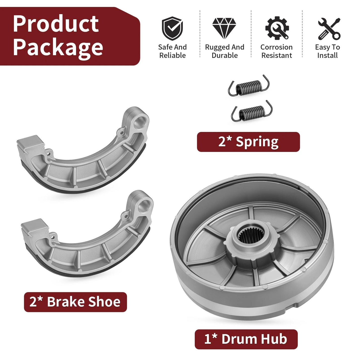 Rear Brake Drum Hub with Shoes for Honda Rancher 400 TRX400FA/FGA (2004–2007)