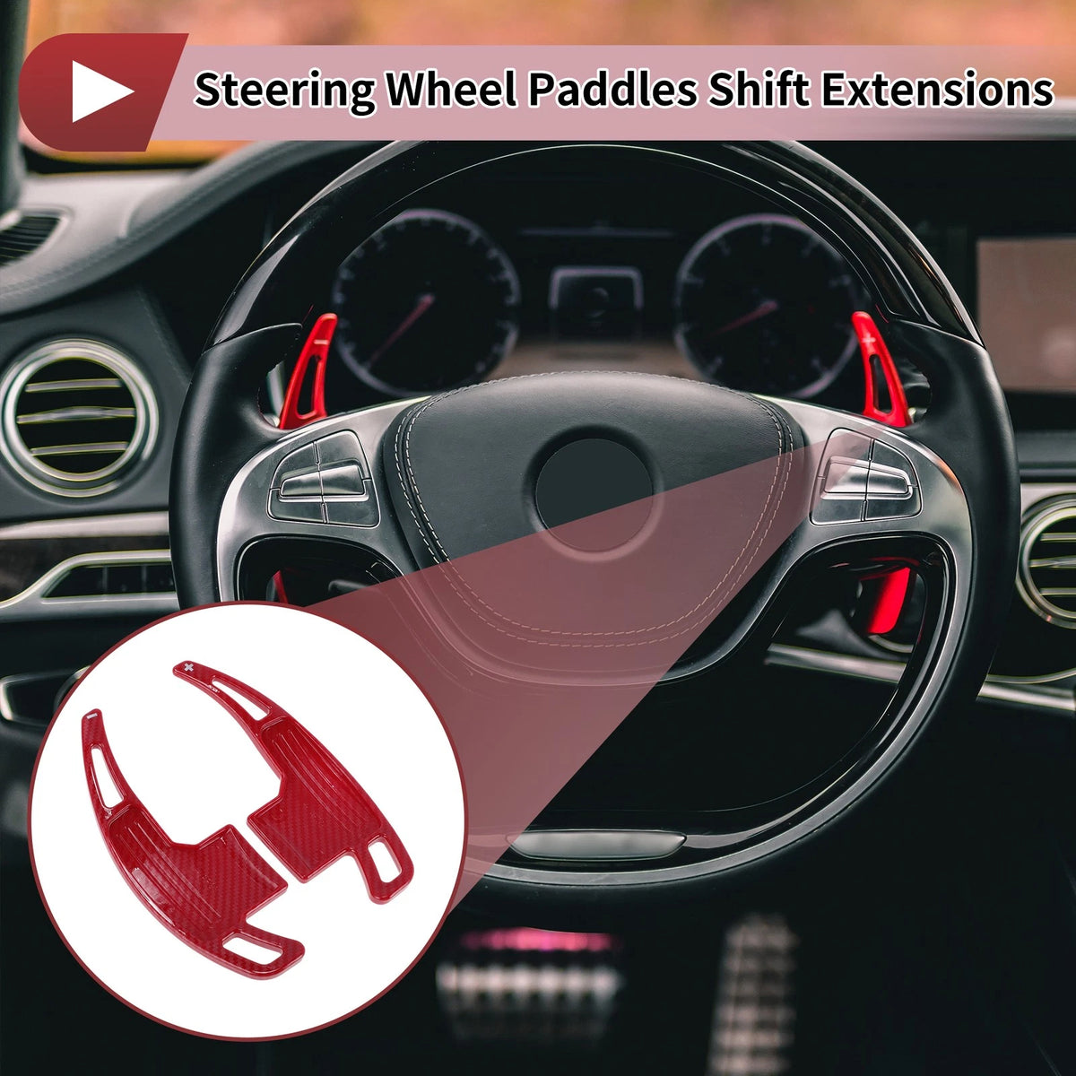 Red Plastic Steering Wheel Paddles for Ford Mustang (2015-2023)