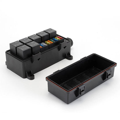 9-Way Fuse Relay Box with 5-Pin 40A Relays & Fuses for Car, Truck, Boat