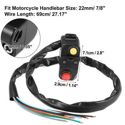 Switch / 7/8 22mm / Handlebar Switch with Horn Indicator Light for Motorcycle