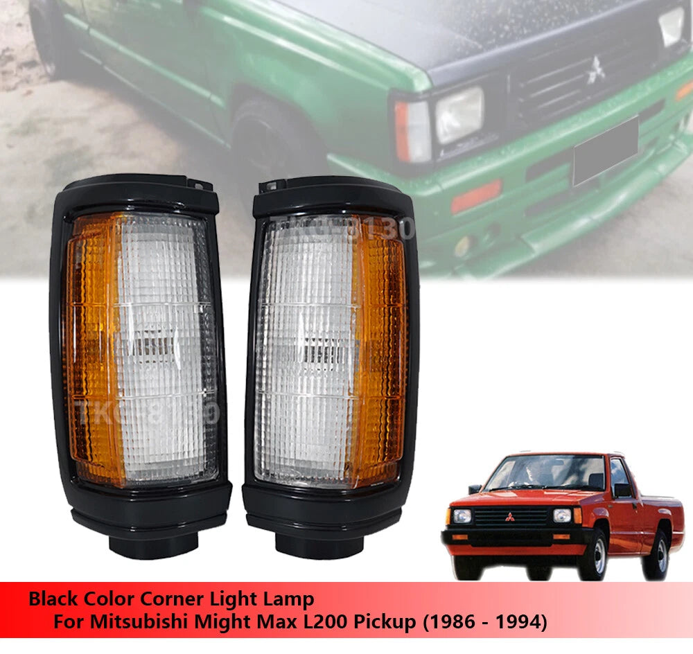 Corner Light Lamp 1 Pair Black Trim for Mitsubishi L200 Triton (1986-1996)