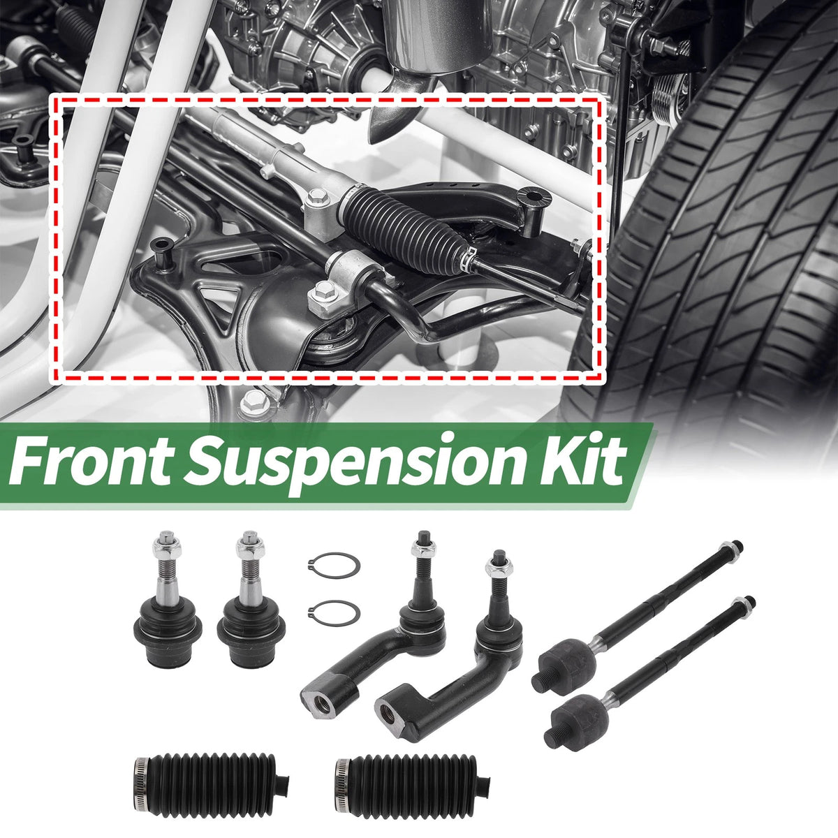 8pcs Front Suspension Kit Tie Rod Ends & Lower Ball Joints for Chevrolet Aveo (06-11)