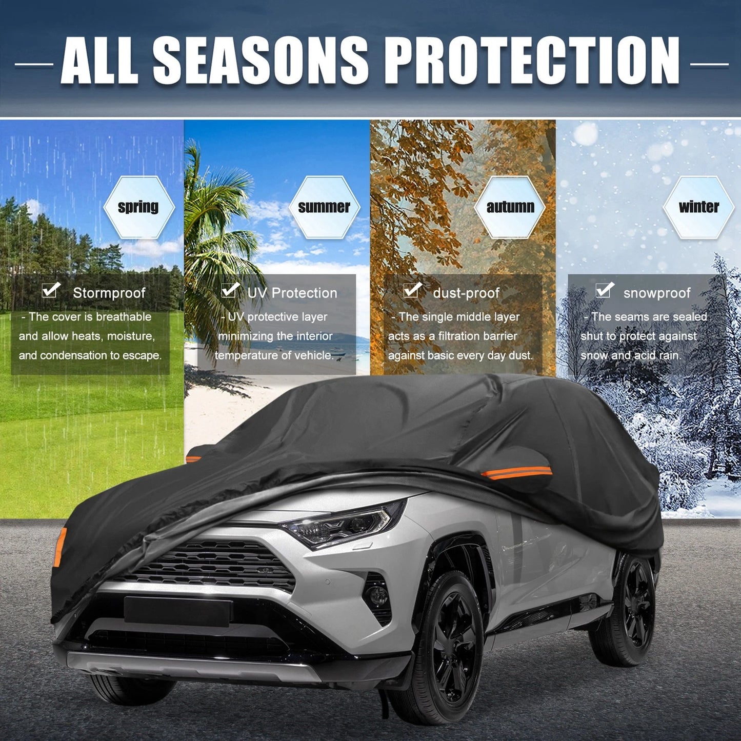 Waterproof 210D-PU Oxford Car Cover for Toyota RAV4 (2012-2022)