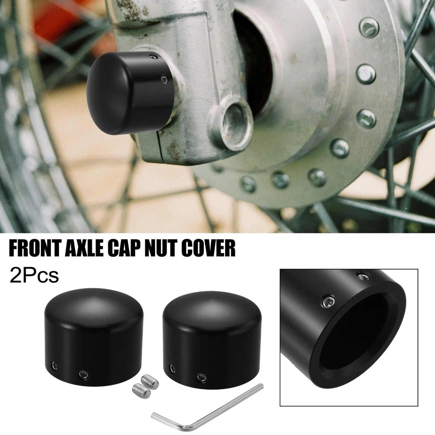 2 x Front Axle Nut Cover for Harley-Davidson Dyna