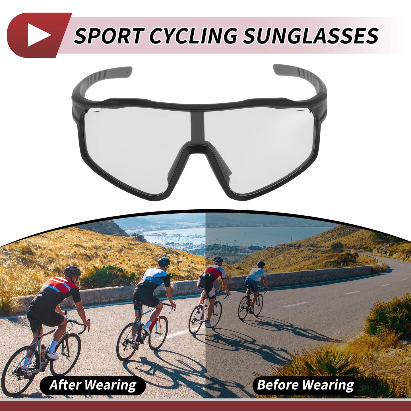Motorcycle Riding Goggles Light Gray Lens Black Gray Frame