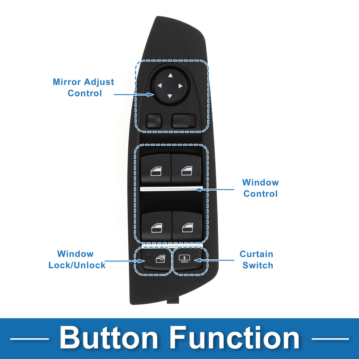 Power Window Switch for BMW 740i 750i 750Li 760Li (2001-2008) Black