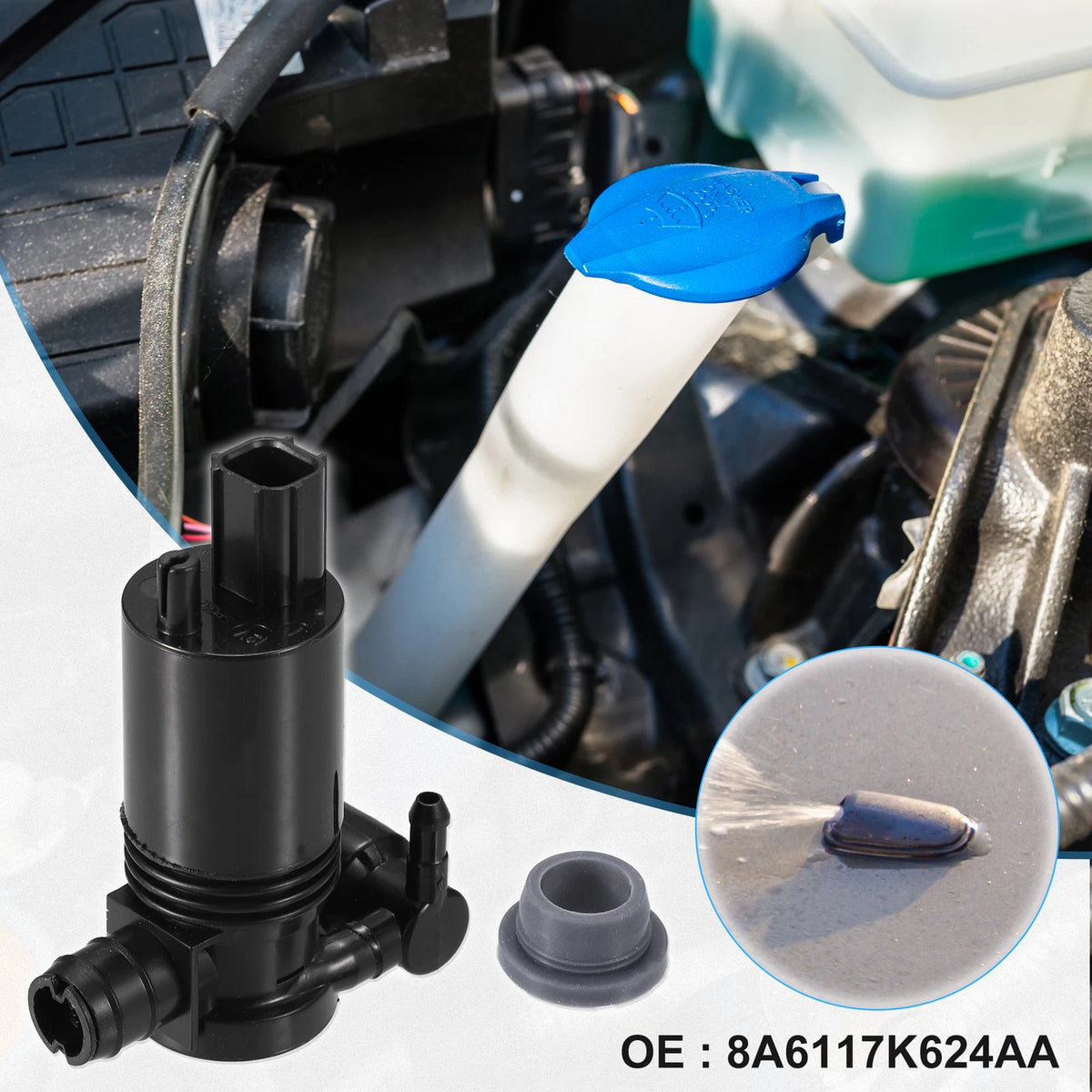 Windshield Washer Motor Pump for Ford Fiesta Mk7 Mk8 (2008-2015)
