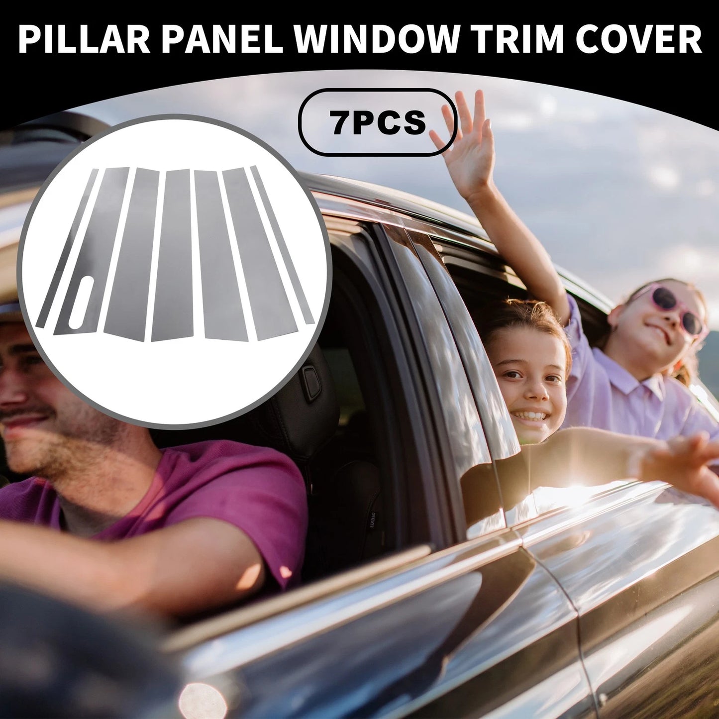7 x Car Pillar Window Trim Covers for Ford Explorer (2002-2010) Chrome Silver