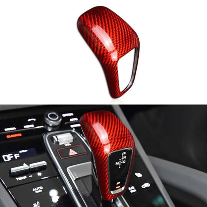 Red Carbon Fiber Gear Shift Knob Cover Trim Fit For Porsche Cayenne 2018-2020