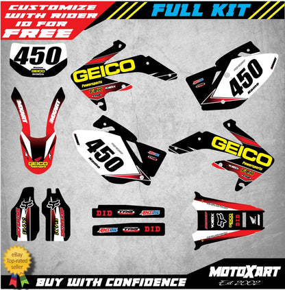 Custom Graphic Kit GEICO Style for Honda CRF 450X (2005-2016) Decals