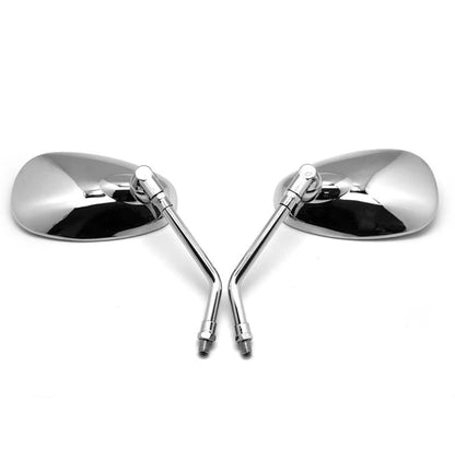 Chrome Oval Side Rearview Mirrors for Honda Cruiser Chopper 10mm