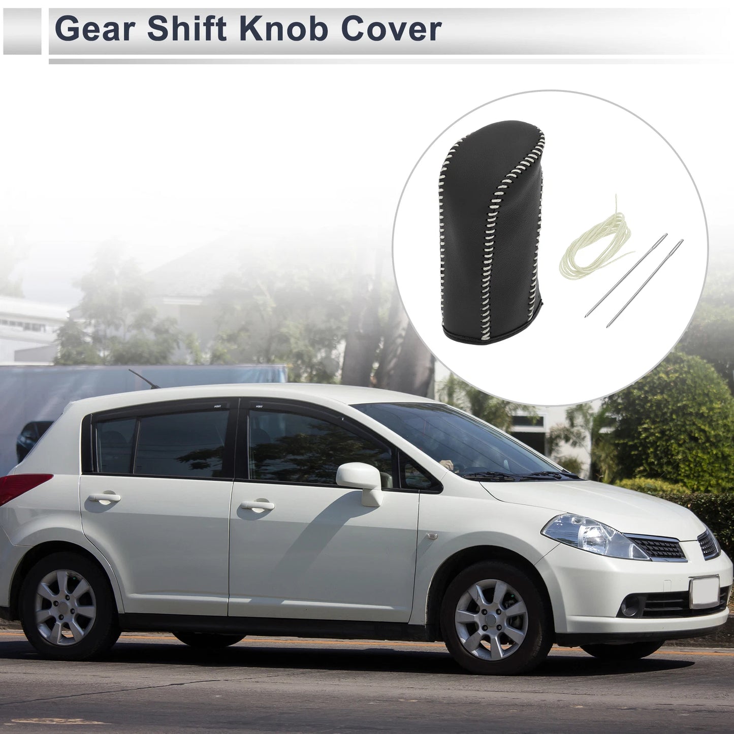 Nissan Tiida Gear Shift Knob Cover 2004-2012 Black Beige Faux Leather